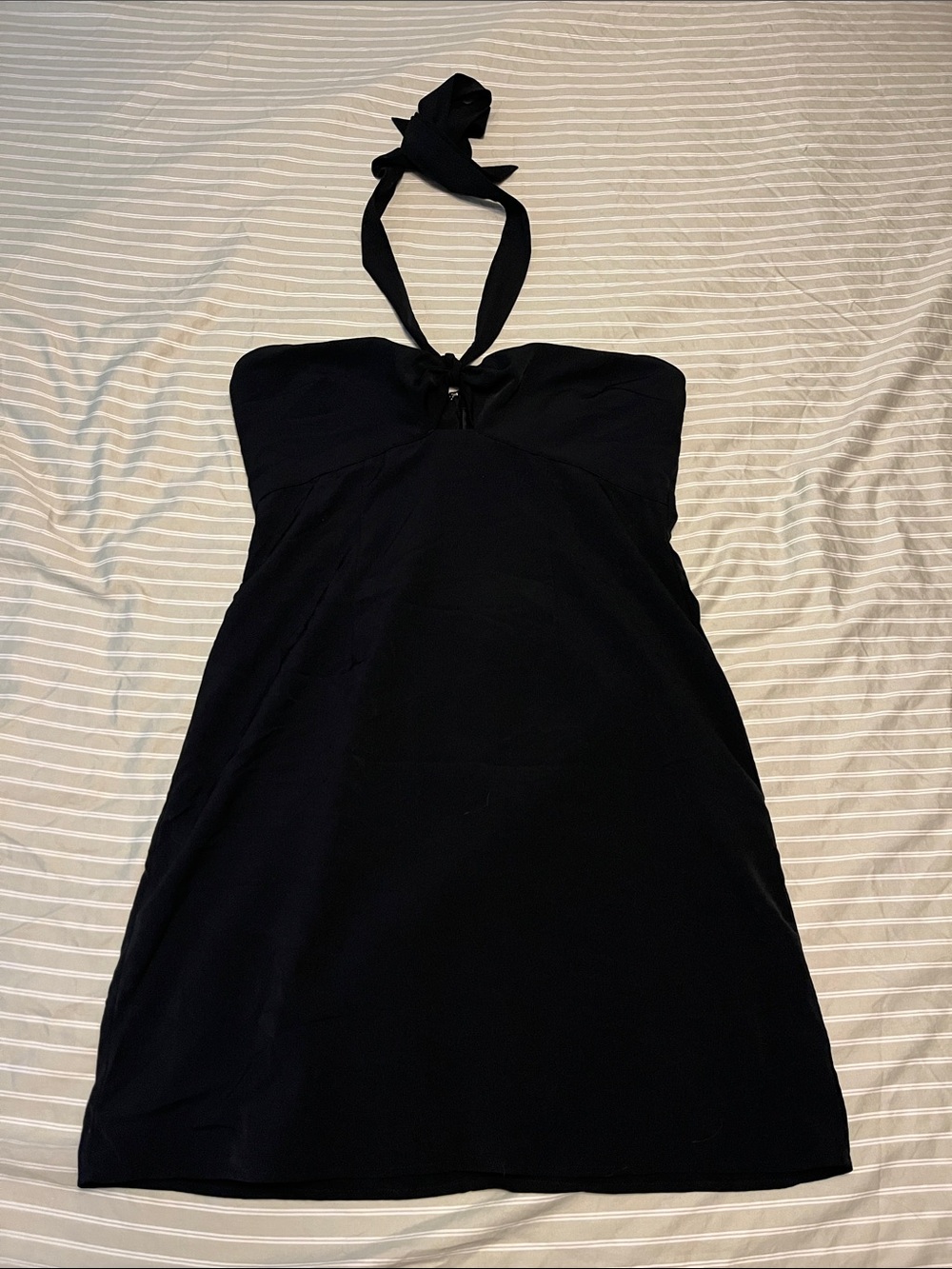 Black halter mini dress